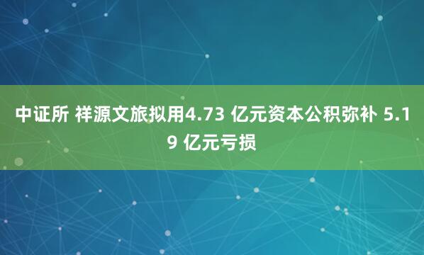 中证所 祥源文旅拟用4.73 亿元资本公积弥补 5.19 亿元亏损